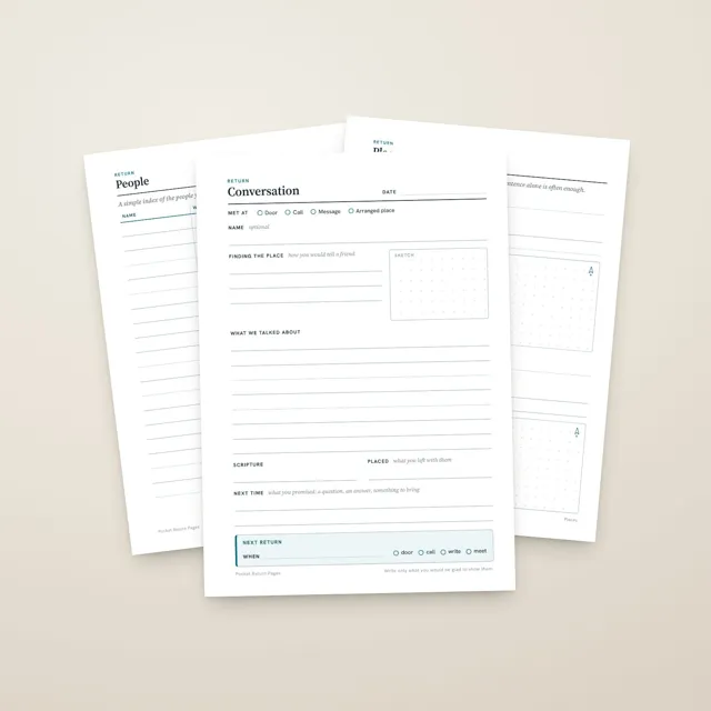 Pocket Return Pages printed and laid on a table